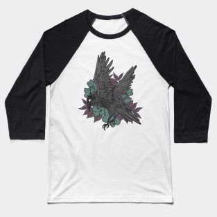 Crow and flowers Baseball T-Shirt